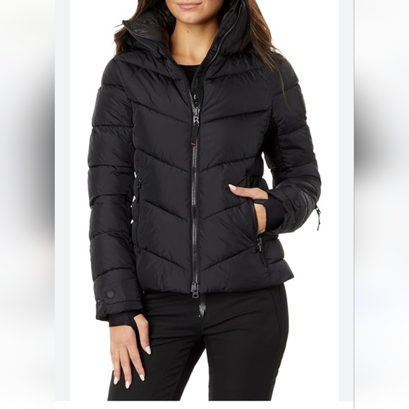 Spyder Puffer Jacket Insulated Quilted Full Zip Winter Coat SP Black down filled - Picture 1 of 10